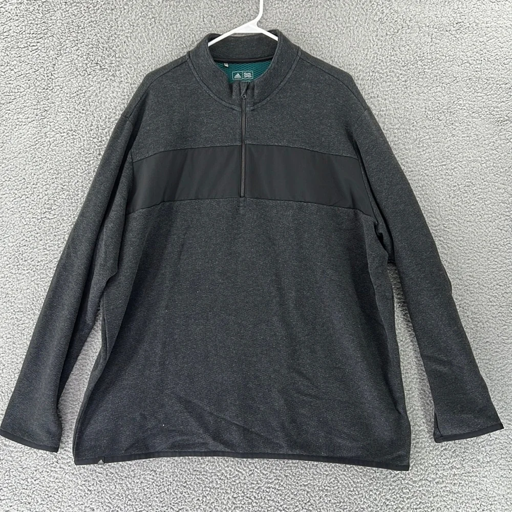 Adidas Pullover Fleece 1/4 Zip Long Sleeve Sweater Mens XXL Gray